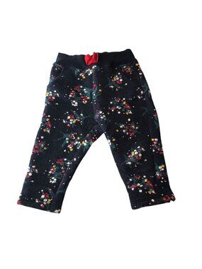 Petit Bateau Baby Girls Fleece-Feel Pants Navy Floral Print Cotton Blend 12M